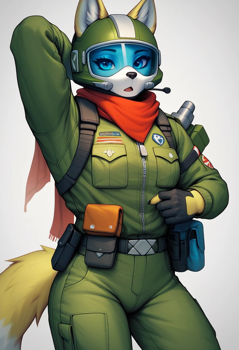 A Soviet military girl, tall, sexy, good, big breast, friendly, happy, long red hair, smooth, her gray eye, pink lip, she dresses in a green metallic top, a black patch, her chest, her waist, a yellow ribbon, and her pants, metallic green, big thigh, sensual big yellow boot, wearing a black Soviet winter cap, she is happy. hug his twins bad sister dark dictatorship villainous murderer