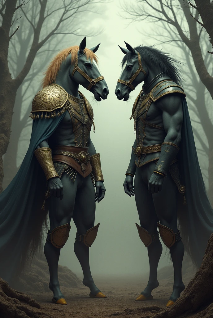 Furry, Antro, anthropomorphic, Solo, Horse, Equinene, loong horse tail, (furry Brown Dark), tribal tattoo arm, (Male Bulge), (Nose Ring), Conk, (Ring Noise), Narigon, (Aro en Nariz), (Piercing noise), Big Balls, Big Ass, Wearing a Black Leather Harness, Arnes Negro, Black bicep leather bracelet, Leather Buckle Armband, Gladiator Clothing, black leather warrior skirt, thread thong, Black Belt, Spiked Collar, Spiked Wristbands, (Leather Bicep Arm Strap), man pendant, Spiked Anklet, Hooves, Hairy, Full Body, Braided Mane, Hairy Torso, Seen Standing, Upright Standing Pose, Blue Pupil Eyes, High Resolution, 4K Detailed, Good Lighting, Beautiful, Blue Sky Background with Green Grass Meadow, black hair, photorealistic, Furry