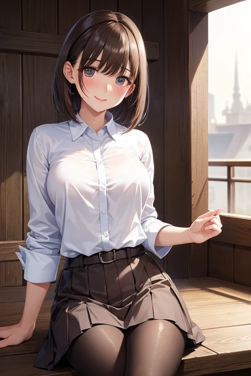 absurderes:2.0、 from side:1.3, (best quality), (intricate detailed), (Hyperrealistic), Front Light、highly detailed, detailed background, illustration, 1girl, perfect hands, detailed fingers, beautiful detailed eyes, perfect eyes, seductive eyes, milf, mature woman, brown eyes, CEO, (office clothes:1.2), Tight Skirt, pantyhose, earrings, a woman in the office room, serious、sit in an office chair