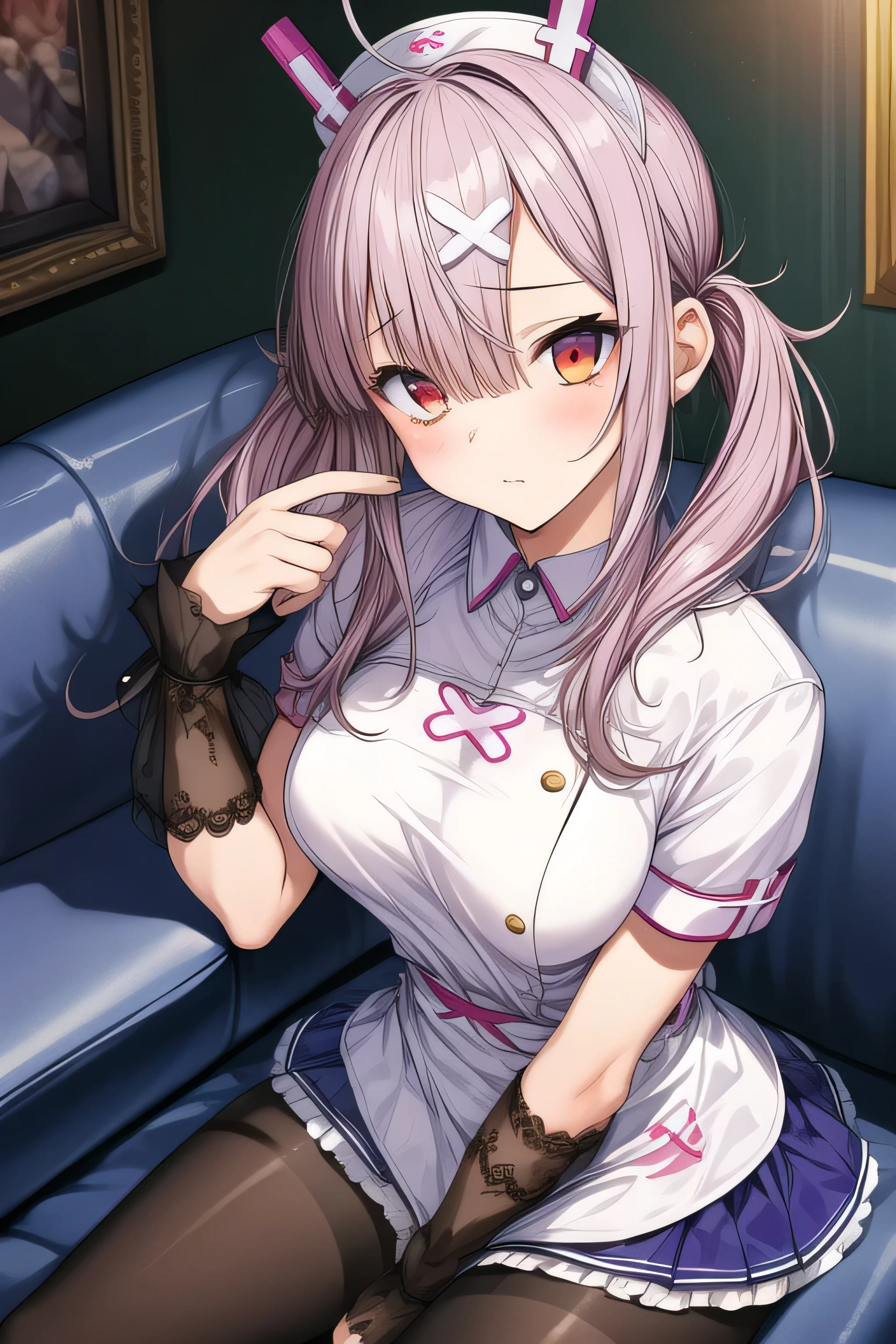 (( top quality)), ((masterpiece)), ( Details),masterpiece, 1 girl,Acup small tits , 18 years old, ,Melancholic, I'm going to look up, miniskirt, Winter clothes, Loungewear, Fluffy, lean forward , pant stockings, Sitting beside me on the couch, close, I'm holding Pompompurin,