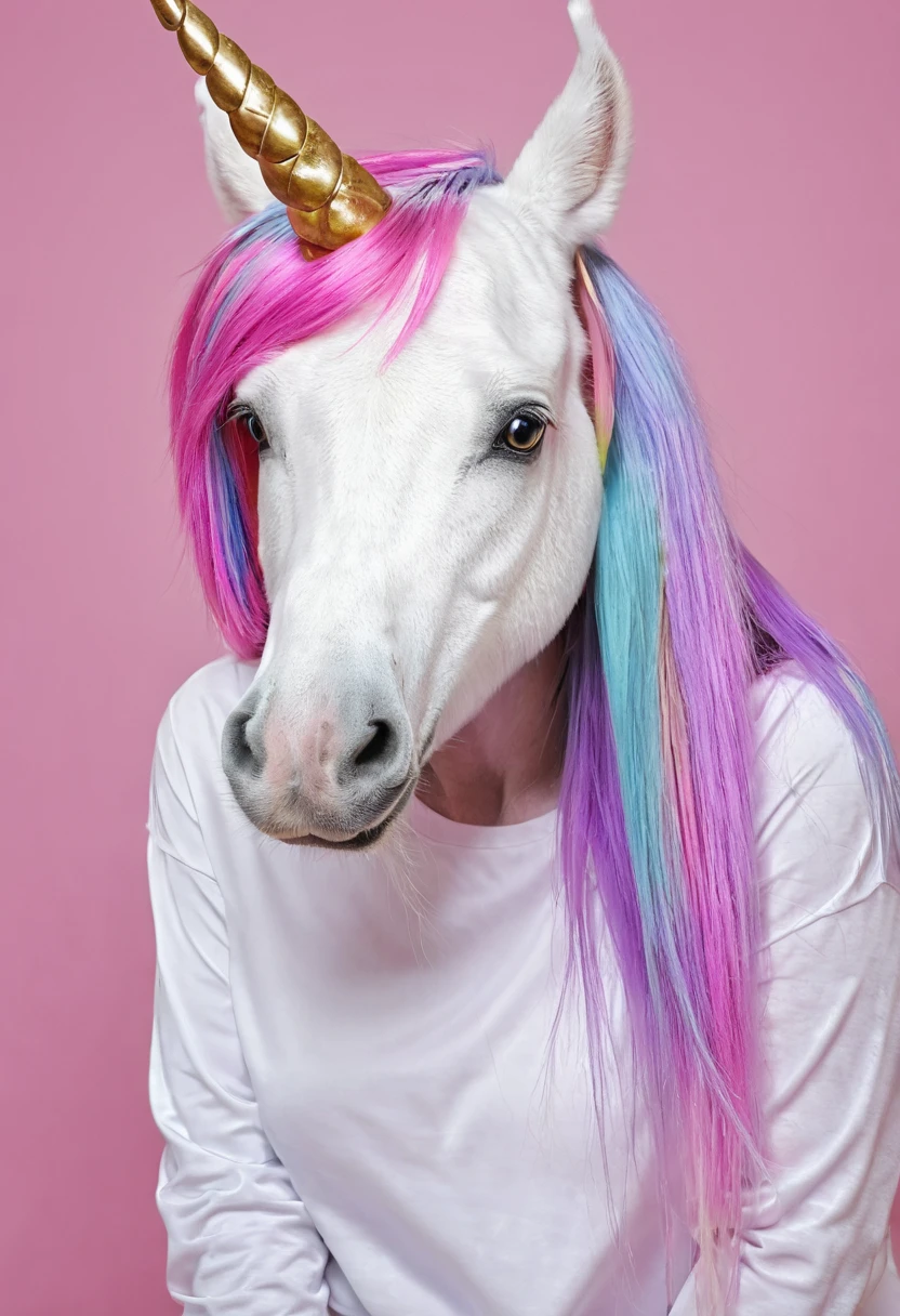 create ultra realistic images of a white unicorn on the set of the film Secrets of the Valley of the Moon, using the cool colors of purple, gris, black and blue in the scene. Make the most realistic images possible as if the unicorn were real, place the unicorn in frontal pose next