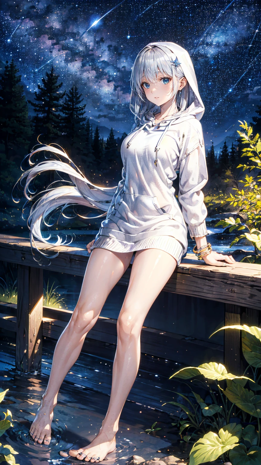 Motion blur, Depth of field,A place where strange boulders are bent,ln the forest,small stream,inverted image,extreme light,fog atmosphere,The moonlight shone on the side of the girl's face,22 year old,realisticlying,no-bra,vacuum,Extra-long sleeves,Off-the-shoulder attire,huge tit,cleavage,Full length of colorful hair(1.9),Color gradient for long hair,Messy hair,Barefoot,Full body like,realskin,realcumAI,Snow-white skin,Snow-white thighs,Top image quality,Extreme light and shadow,Colorful tights,High details,Standing painting,lines of movement,Dance,komono,PC Wallpapers,Two-thirds of the canvas generates the body,move chart