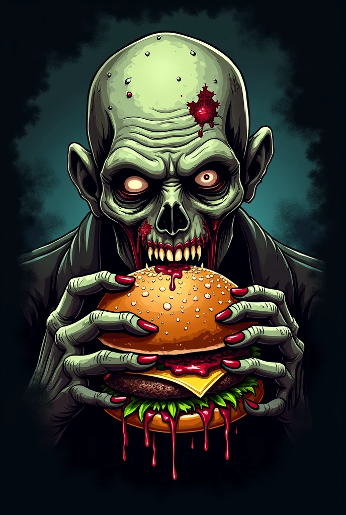 masterpiece, (2d digital art illustration:1.5), (perfect drawing:1.8), best quality, angry zombie biting an hamburger, in a dark cave with arms crossed wearing tethered dirty appeal and red cloak by dnmumfrd <lora:dan_mumford_v1g:6.5>, Crystal Caverns . cinematic film still . shallow depth of field, vignette, highly detailed, high budget, bokeh, cinemascope, moody, epic, gorgeous
, professional, sleek, modern, graphic, vector graphics, breathtaking . award-winning, professional, highly detailed