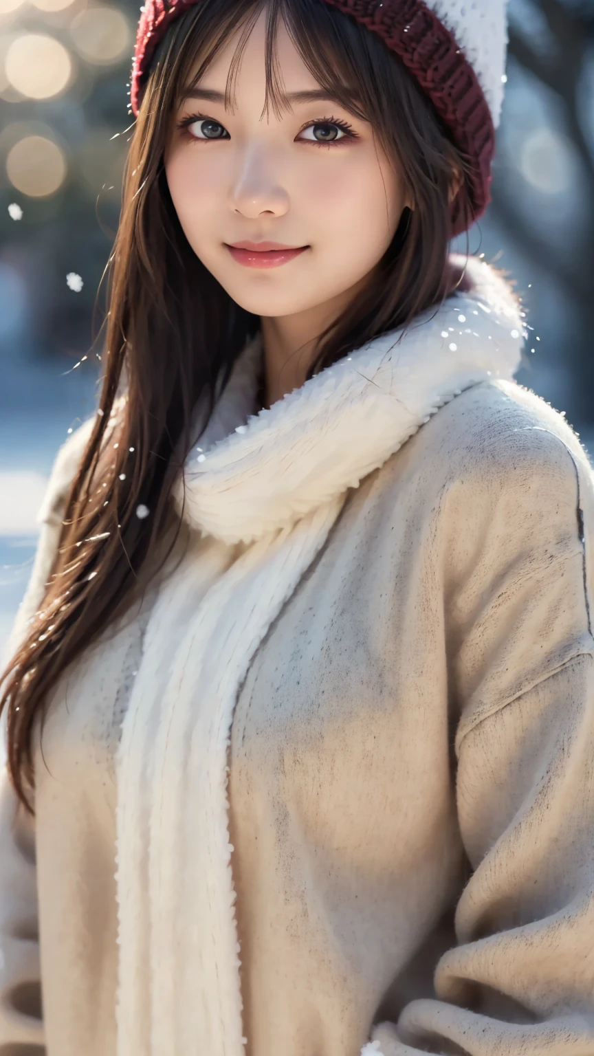 (warm fur clothes : 1.5), (snow & Winter Background : 1.5), (Knitted hat : 1.4), young and adorable Japanese face, Official Art, high definition CG Unity 8k wallpaper,Ultra high definition ,Very detailed, half photos with Brazil, high definition , Kodak Portrait 400, film grain , lens flare glow, best quality,8k, as a portrait shot,8k, Show viewer, (( best quality)), ( super detailed), smile, (( sexy)), (( Very detailedな)), (detailed clothing features), (beautiful), Illustration, beautiful Japanese woman, ((1 female))