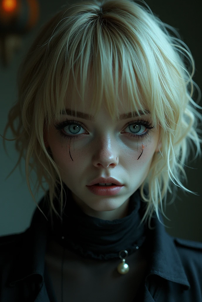 Create an emo with white bangs