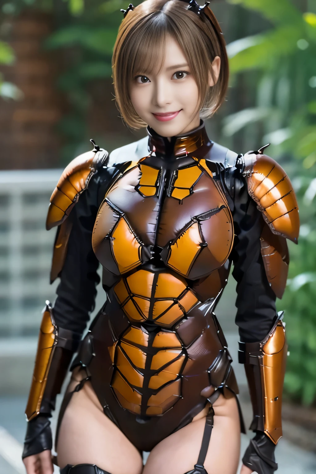 (high resolution,masterpiece,best quality,extremely detailed CG, anime, official art:1.4), realistic, photo, amazing fine details, all intricate, gloss and shiny,awesome many layers, 8k wall paper, 3d, sketch, kawaii, illustration,( solo:1.4), perfect female proportion,villainess, (fusion of dark brown cockroach and lady:1.4), (brown cockroach form lady:1.2), (brown cockroach lady:1.2), (fusion:1.2), (solo:1.4), (evil smile:1.2), muscular, abs, (cockroach brown exoskeleton bio insect suit:1.4), (cockroach brown exoskeleton bio insect armor:1.2), (brown transparency cockroach wing:1.4), (brown cockroach antennae:1.3),