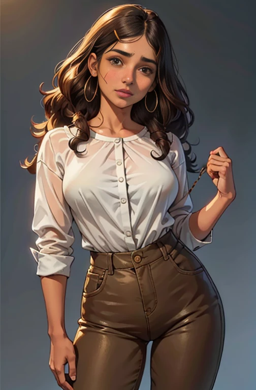 masterpiece,One girl,alone, A light smile, Metal Necklace, White shirt, Modern , accessories, Purple and black two-tone hair color, Unique Hairstyles, stylish, Gold background