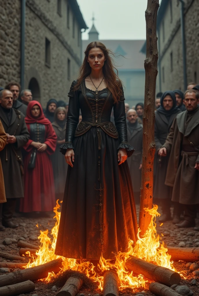Katy Perry as a witch burning at the stake