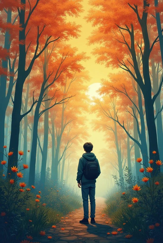 (Masterpiece:1.2, Best Quality), Forest, A Boy, Boy, Redhead, School Uniform, Thinking