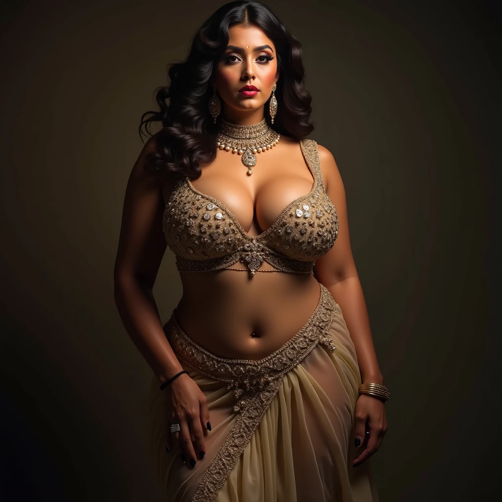 A beautiful married indian belly dancer, sunny leone,plus size, curly hair, wearing black dancing short blouse and short petticoat,wearing egyptian ornaments,her bare belly is exposed,background inside a egyptian pyramid,at night,statues of egyptian goddesses,hebrew writings on wall,Jewels and many black cats everywhere,perfect anatomy
