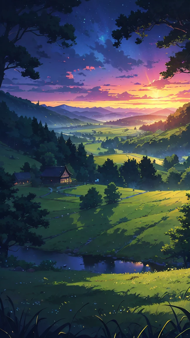 night scene with a tree and grass field and a full moon, scenery artwork, anime countryside landscape, anime landscape wallpaper, background artwork, anime background art, anime landscape, anime background, background art, landscape wallpaper, anime nature, scenery wallpaper, scenery art detailed, beautiful anime scenery, anime nature wallpap, anime scenery, digital landscape art, amazing wallpaper, peaceful landscape