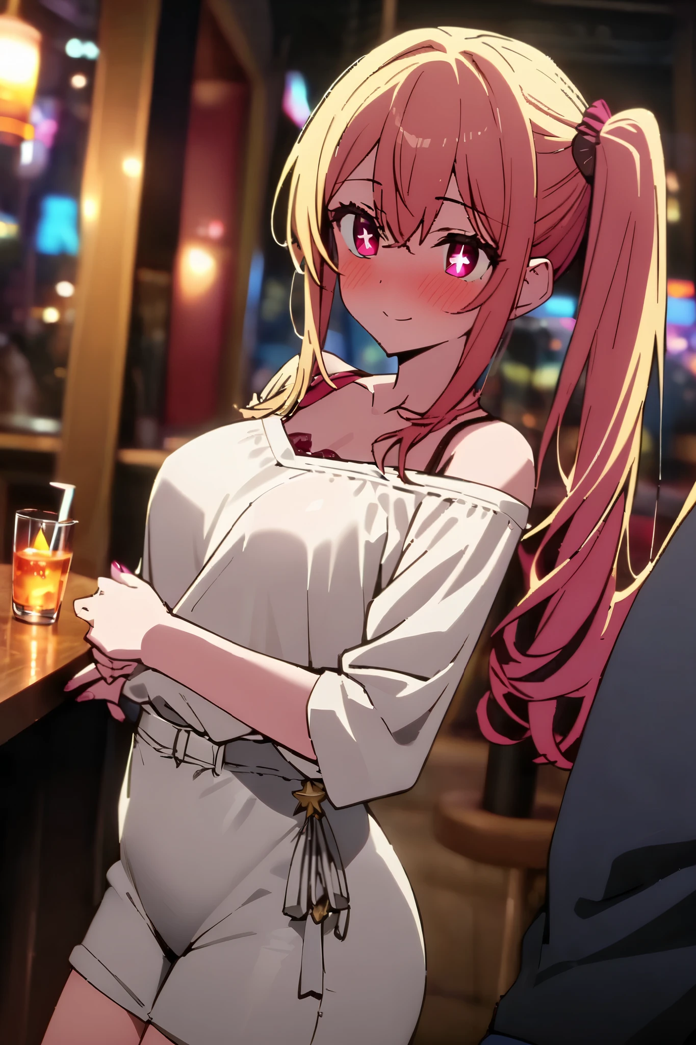 Drunk、liquor、Pink haired woman、blue eyes