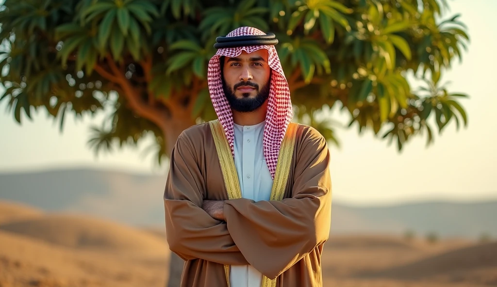 A young with Arabic shaikh . He posing with junba for Facebook profile..