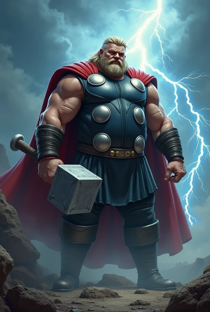 1 fat man, Thor,charachter, beautiful, devian art, trending artstation, digital art, detailed, realistic,fat Thor from marvel movie,character,cinematic sho ,cinematic lights, superman, high textures, high resolution, dreamlikeart, 8k, highly detailed