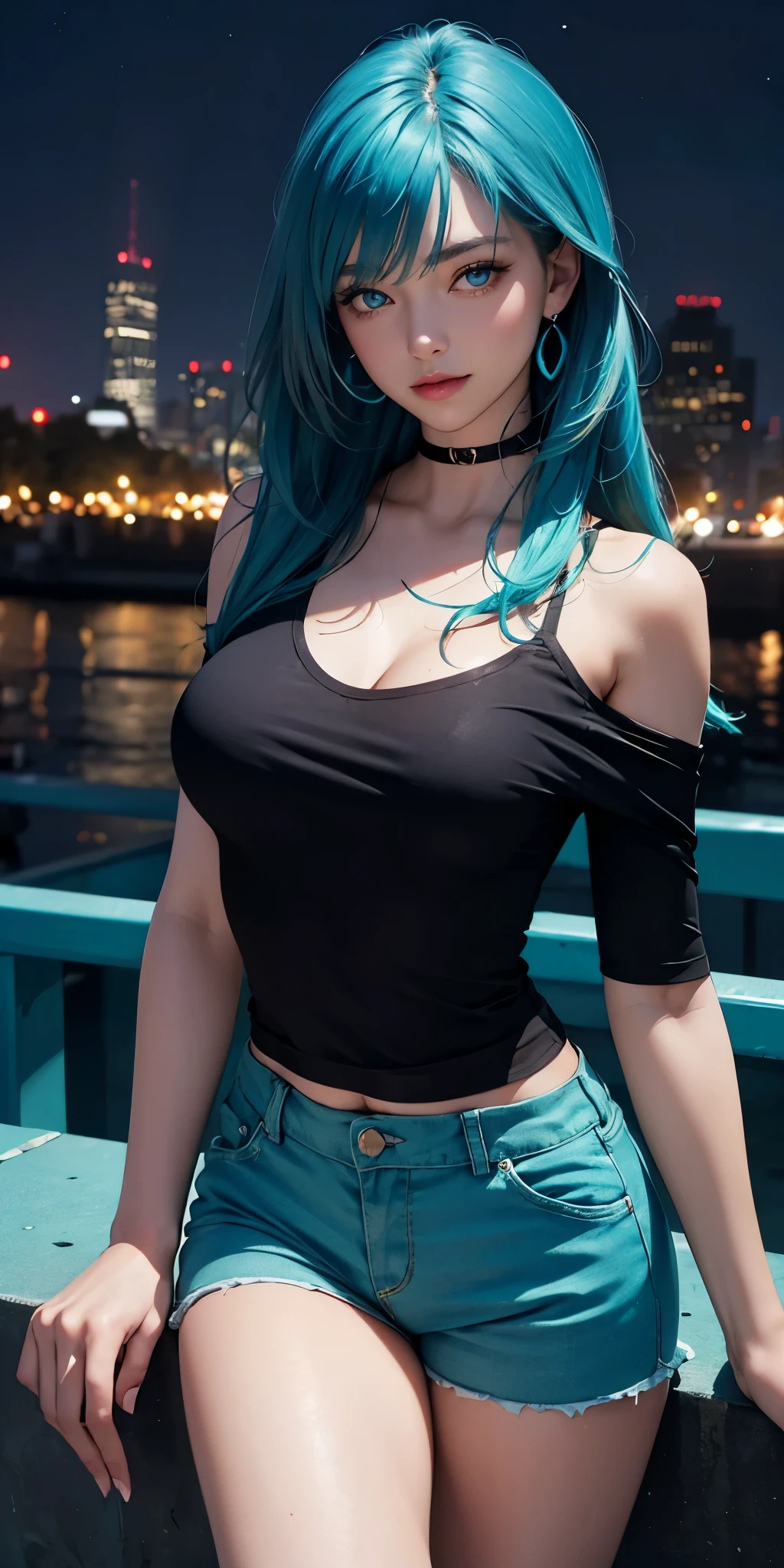 (8k, RAW photo, best quality, masterpiece), ultra high resolution, (realistic, photo-realistic), 1girl, solo, the description of the girl is as follows: She has medium height, has pastel blue/white hair with a few rare darker blue locks She has square hair that reaches her shoulders She has semi-curly hair and she has rebellious locks She has pale skin, ocean blue eyes and She wears a little makeup, mascara / blush She has a healthy weight, still thinner than normal and has "normal" curves, shirts, skirts, confos sweaters, Her colors are in shades of dark blue/barbel blue/pale blue, gray, beige and white, semicolon tattoo on the wrist with a wave, coffee in hands, wears necklace with fish pendant, professional lighting, detailed lighting, backlight, depth of field, natural lighting, sharp focus, two meter shooting distance, professional photo shoot, detailed eyes, realistic eyes, detailed shadow, CG game, outdoor, ahoge hair