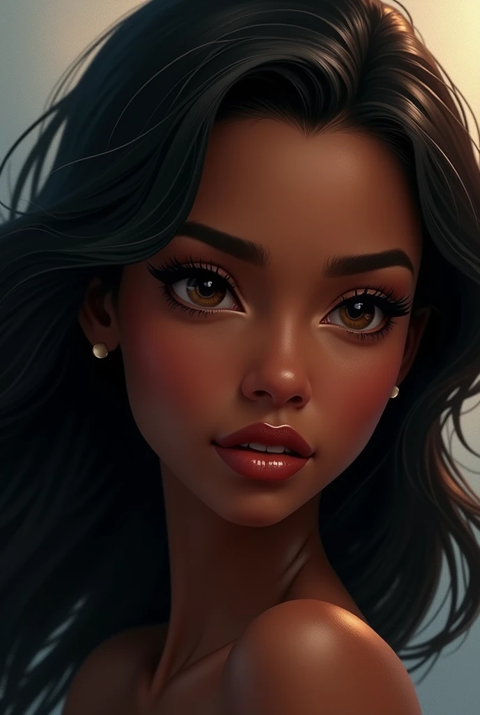Dark-skin Gorgeous black woman with cinnamon skin with butterflies , bright colors, vivid, intricate,Ultra HD picture quality masterpiece, wlop, Stanley Artgerm character design, watercolor art, "(best quality,ultra-detailed),Dark Ebony skin,Ebony skinned female:1.1,beautiful detailed brown eyes, beautiful detailed lips, long black hair, African art, chocolate skin color, dark skin, dark skinned, ebony nose, matte illustration, mythical pathway