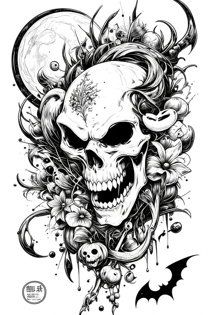  large collection of Halloween tattoos and symbols, Flash Sheet,  tattoo flash , sailor jerry  tattoo flash , mcbess, mcbess illustration, mcbess poster,  artwork, ink  artwork,  tattoo sketch ,  sticker illustration , Ink drawing,  tattoo graphic , graffiti, hd  artwork,  HD vector art , Retro line art,  line art illustration ,  tattoo design 