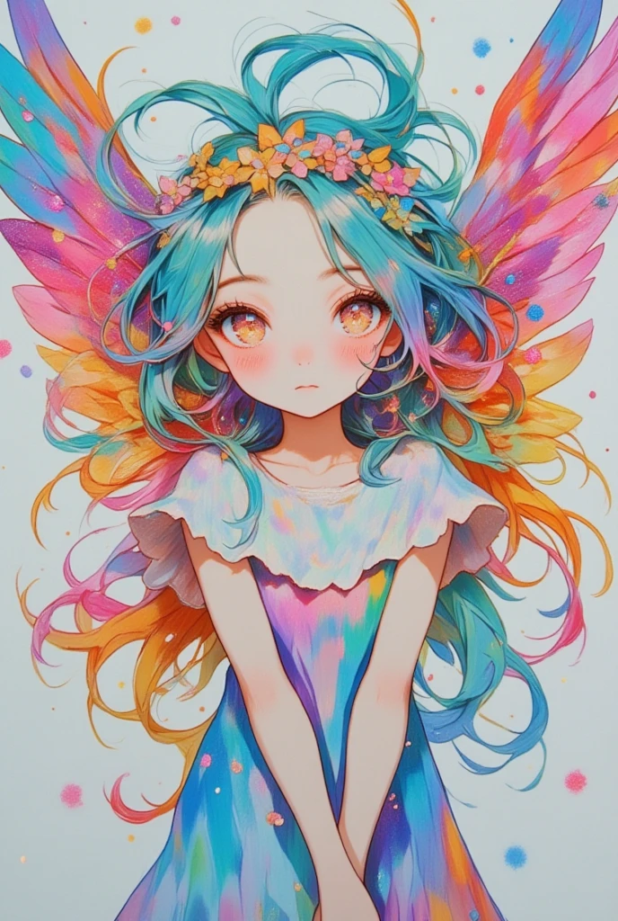 羽の生えたAngel猫のクローズアップ, Angelの輪っか,Iridescent Feathers,Lisa Frank,  Lisa Frankスタイル, レスリー・デイビッドとLisa Frank, Lisa Frankの芸術スタイル, inspired Lisa Frank, Full color airbrush , アレックス・ヤネスとLisa Frank, Angel, Angelのような猫