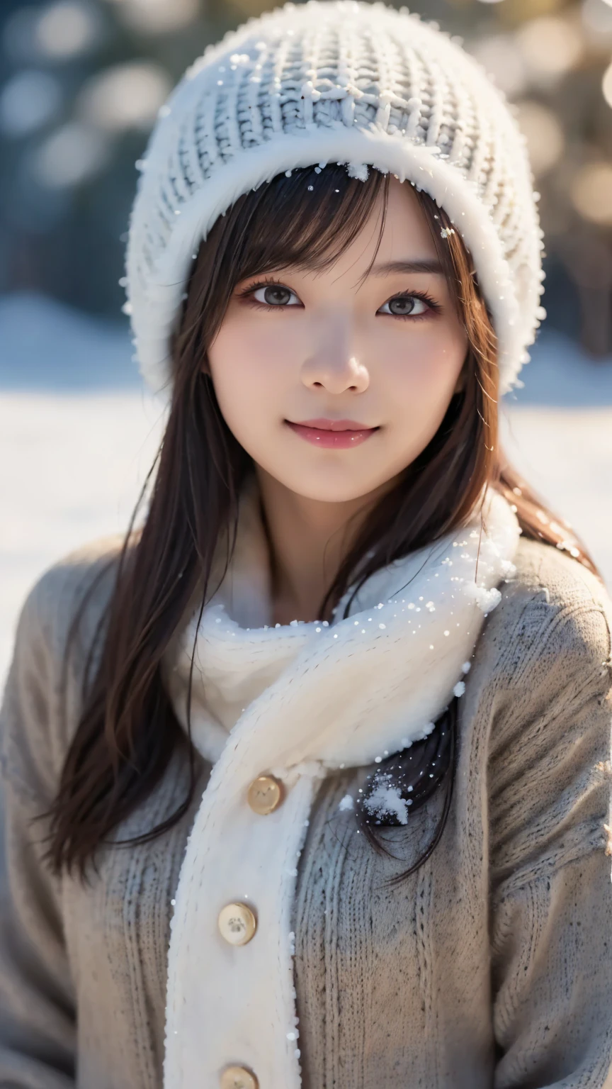 (warm fur clothes : 1.5), (snow & Winter Background : 1.5), (Knitted hat : 1.4), young and adorable Japanese face, Official Art, high definition CG Unity 8k wallpaper,Ultra high definition ,Very detailed, half photos with Brazil, high definition , Kodak Portrait 400, film grain , lens flare glow, best quality,8k, as a portrait shot,8k, Show viewer, (( best quality)), ( super detailed), smile, (( sexy)), (( Very detailedな)), (detailed clothing features), (beautiful), Illustration, beautiful Japanese woman, ((1 female))