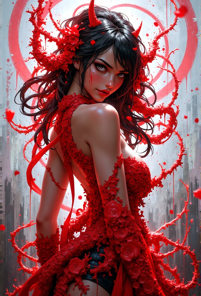 imagem arafada de um demon com olhos vermelhos e rosto de demon, with bright red eyes, Demon Lord, demon, He got me intricado, blood moon tentacles!!, demon rainha de chifres brancos, governante dos demons, with bright red eyes, dark yandere gapmoe, o ex-rei demon, garota anime demon, pose do mal