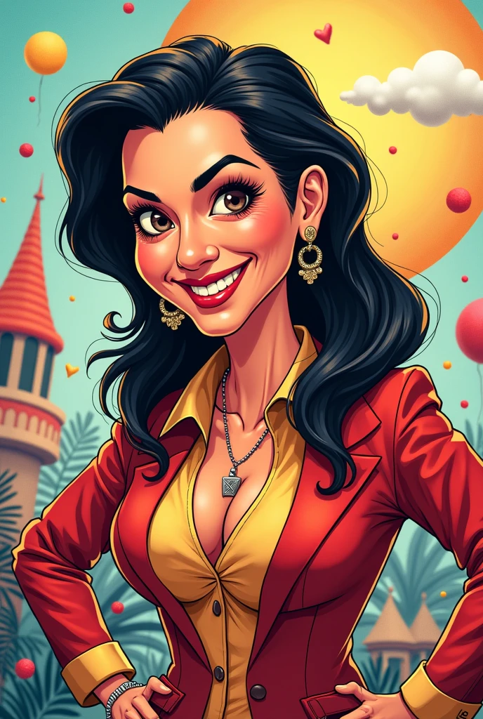Painting of Woman in red dress is sitting on a platform, comic pinup style, inspired by Mary Jane Begin, inspired by Vargas pinup, hyper realistic, bright colors, bright socks, high heels