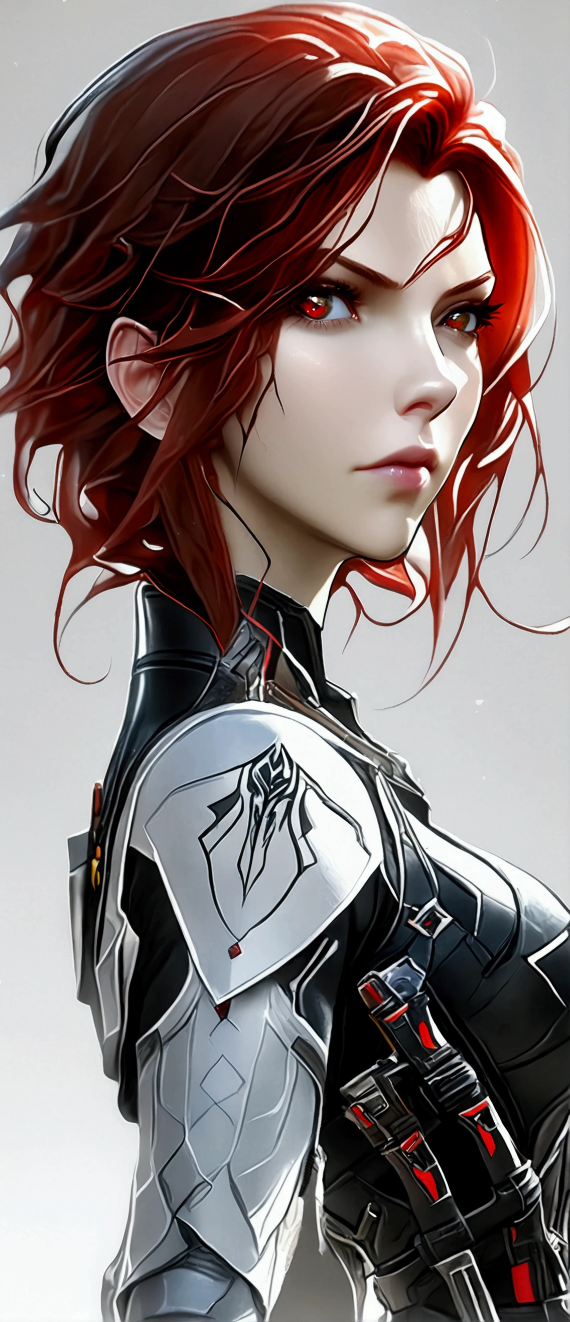 Black Widow، final fantasy xvi style, realistic, fantasy, 3d games, full body, white background.