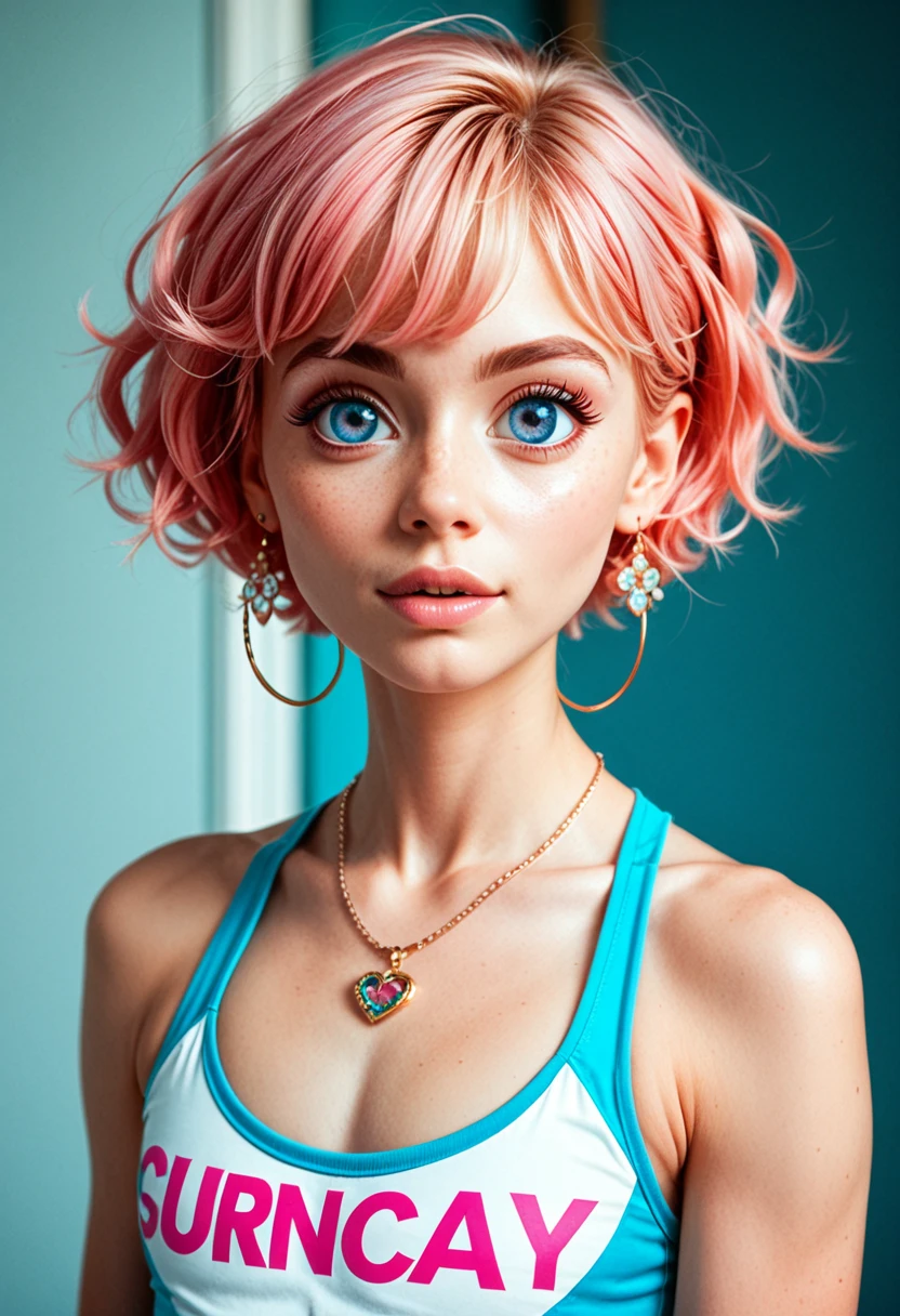 (Antique style, girly: 1.2, pink hair: 1.1, blue eyes: 1.1, big eyes)