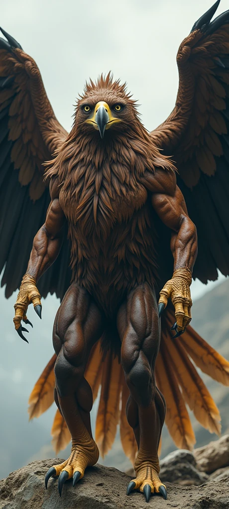 (uhd, masterpiece, anatomically correct, textured skin, super detail, high details, best quality, highres, 8k), Like the picture, Griffin&#39;s Head, Eagle wing cape on the back, Professional wrestler,  (((Shows the whole body:1.3))), (Macho), Muscular, Realistic gloss, Body glistening wet with sweat, Arms as thick as logs, Arms crossed, Wrestler pants, Lion&#39;s Tail, Ring boots in the shape of a lion&#39;s paw, Pro wrestling, Spotlight, highlight, Confetti