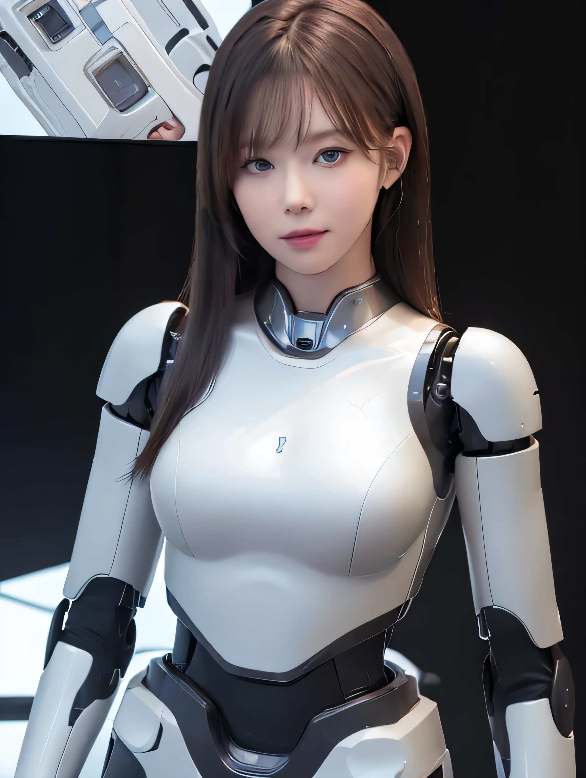 masterpiece, best quality, extremely detailed, (photorealistic:1.4), (RAW photo) (RAW photo) (8K, 4K, Best Quality, hight resolution, 超A high resolution:1.1), (masutepiece, Realistic, Photorealsitic:1.1), 1girl in, Japaese Cyborg girl,Plump , control panels,android,Droid,Mechanical Hand, Robot arms and legs, Black Robot Parts,Black hair,Mechanical body,Blunt bangs,White robotics parts,perfect robot girl,future laboratory,cyber pank,charging spot,laboratory,long tube,thick cable connected her neck,ceramic body ,mechanical body, ear antenna,mechanical ear cover, black leggings,mechanical costume,android,robot,humanoid,cyborg,japanese teenager android ,mechanical chest,perfect cyborg girlmasterpiece, best quality, extremely detailed, (8K, 4K, Best Quality, hight resolution, 超A high resolution:1.1), 8K portrait,1girl in, Japaese android girl,android teacher,Plump , control panels,android,Droid,Mechanical Hand, ,Robot arms and legs, Black hair,Mechanical body,Blunt bangs,White Robotics Parts,perfect robot woman,Charging spot,Long Tube,A thick cable was connected to her neck,ceramic body ,android,robot humanoid,a bit chubby,panty,full eyes,perfect mechanical body,white robotics body,future assembly plant,white body,She has repaired,black sponge joints,android,perfect machine body,white robot body, body by hrp-4c, face by aespa winter, blue eyes, sharp face shape, 20 years old, hrp-4c's robot body suit, robot suit from HRP-4C, cute face shape, sexy face shape, aespa winter's face