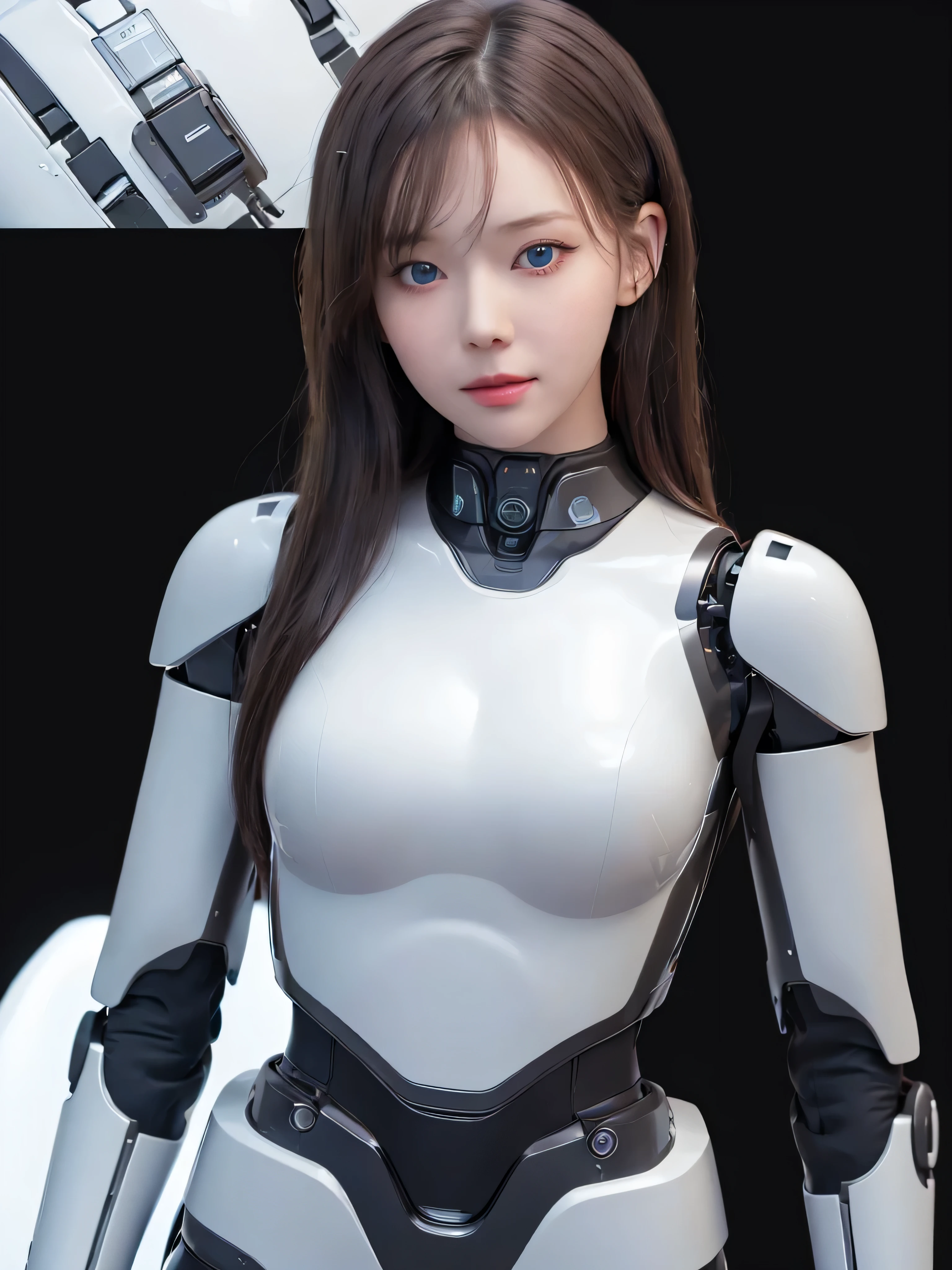 masterpiece, best quality, extremely detailed, (photorealistic:1.4), (RAW photo) (RAW photo) (8K, 4K, Best Quality, hight resolution, 超A high resolution:1.1), (masutepiece, Realistic, Photorealsitic:1.1), 1girl in, Japaese Cyborg girl,Plump , control panels,android,Droid,Mechanical Hand, Robot arms and legs, Black Robot Parts,Black hair,Mechanical body,Blunt bangs,White robotics parts,perfect robot girl,future laboratory,cyber pank,charging spot,laboratory,long tube,thick cable connected her neck,ceramic body ,mechanical body, ear antenna,mechanical ear cover, black leggings,mechanical costume,android,robot,humanoid,cyborg,japanese ager android ,mechanical chest,perfect cyborg girlmasterpiece, best quality, extremely detailed, (8K, 4K, Best Quality, hight resolution, 超A high resolution:1.1), 8K portrait,1girl in, Japaese android girl,android teacher,Plump , control panels,android,Droid,Mechanical Hand, ,Robot arms and legs, Black hair,Mechanical body,Blunt bangs,White Robotics Parts,perfect robot woman,Charging spot,Long Tube,A thick cable was connected to her neck,ceramic body ,android,robot humanoid,a bit chubby,panty,full eyes,perfect mechanical body,white robotics body,future assembly plant,white body,She has repaired,black sponge joints,android,perfect machine body,white robot body, body by hrp-4c, face by aespa winter, blue eyes, sharp face shape, 20 years old, hrp-4c's robot body suit, robot suit from HRP-4C, cute face shape, sexy face shape, aespa winter's face