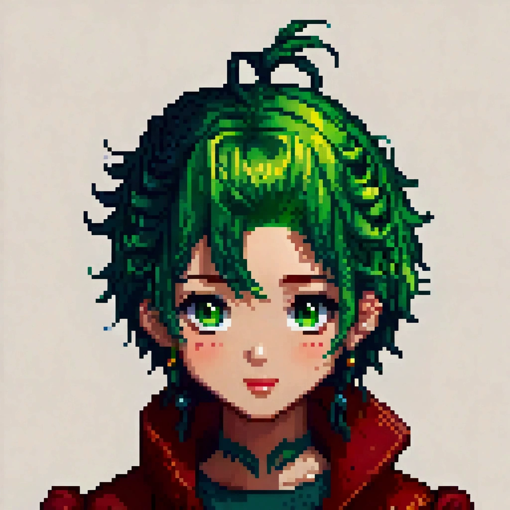 a close up of a pixel aRt of a peRson with gReen haiR, /R/pixelaRt, 2 d spRite, pixel aRt spRite, #pixelaRt, # pixelaRt, high quality pixel aRt, spRite 2 d, #pixelaRt:3, spRite aRt, visual novel spRite, pixelaRt, detailed pixel aRtwoRk, detailed pixel aRt, 1 0 0 0 x 1 0 0 0 pixel aRt