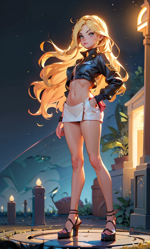 8k masterpiece, one girl with flowing blonde hair, captivating purple and gold heterochromia eyes, in underwear --auto