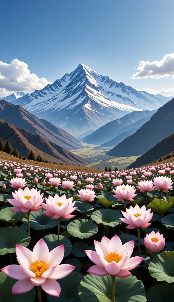 The majestic Tianshan Mountain , snow lotuses bloom like a wonderland , golden phoenix wants to fly , against the backdrop of snowy mountains, making it even more sacred, blue sky and white clouds intertwine , reveals fantasy in serenity , oil painting style ,Genres , long-range perspective , top light irradiates , interlaced light and shadow ,Ultimate image quality, with 8K resolution 。