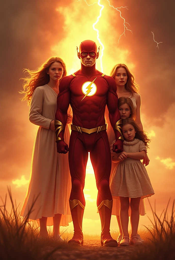 Human torch in costume with his son and wife but they all in costume