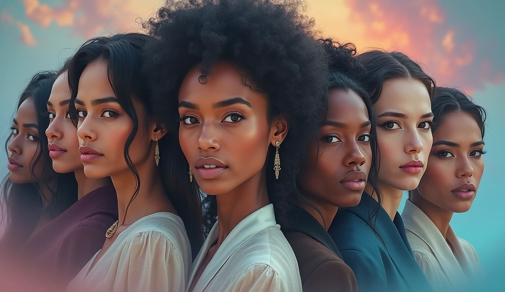 6 young woman from caribbean, black girl, beautiful detailed eyes, beautiful detailed lips, extremely detailed eyes and face, long eyelashes, athletic athletic bodies, colorful dresses, city background, (best quality,4k,8k,highres,masterpiece:1.2),ultra-detailed,(realistic,photorealistic,photo-realistic:1.37),vibrant colors,natural lighting,cinematic composition,intricate details,highly detailed facial features