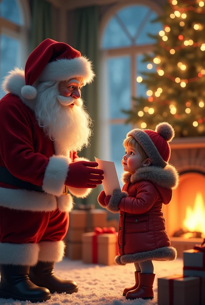 (best quality,3D,santa claus,character modeling,character design,3D modeling,3D rendering,C4D:1.1),(realistic,photorealistic:1.37),(vivid colors,lighting,studio lighting),(snow,Christmas tree,presents,gifts,happy kids,decorations,fireplace,chimney,candy cane,wreath,sleigh,reindeer,jingle bells),(cheerful expression,white-bearded,red suit,fur-trimmed hat and coat),([Holiday],merry and bright,happiness),ultra-detailed,joyful,playful,bustling,sparkling,festive,happy winter scene