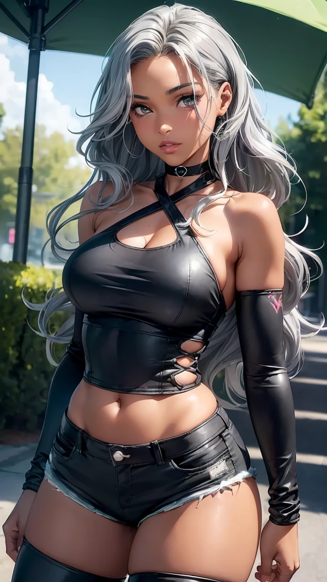 frame binder, stationary restraints, arms behind back, blue eyes, blue hair, white hair, streaked hair, gloves, hat, white gloves, blue headwear, ahoge, black gloves, long sleeves, ascot, jewelry, brooch, black headwear, frills, underboob, shirt,more_details:-1, more_details:0, more_details:0.5, more_details:1, more_details:1.5,downblouse, loose t-shirt, leaning forward