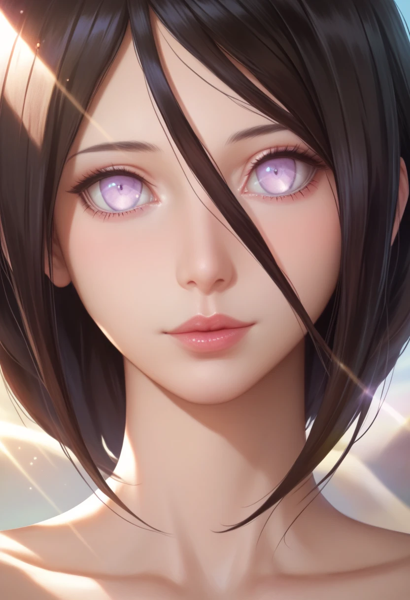 masterpiece, best quality, high quality, high definition, high quality texture, high quality shadow, high detail, beautiful detailed, fine detailed, extremely detailed cg, detailed texture, realistic, colorful , delicate, cinematic light, side light, Lens Flare, Ray Tracing,tailed beautiful delicate face, detailed beautiful delicate eyes, (Hanabi Hyuuga)