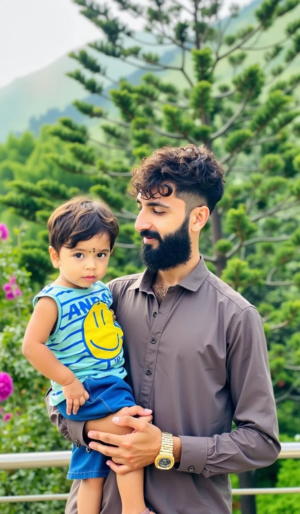 there is a man holding a baby in his arms, very very low quality picture, father with child, with a kid, very clear picture, selfie photo, father, 4 0 years old man, selfie, taken with sony alpha 9, cute photo, daddy, ghutra and egal, kyza saleem, candid picture, without beard, caring fatherly wide forehead