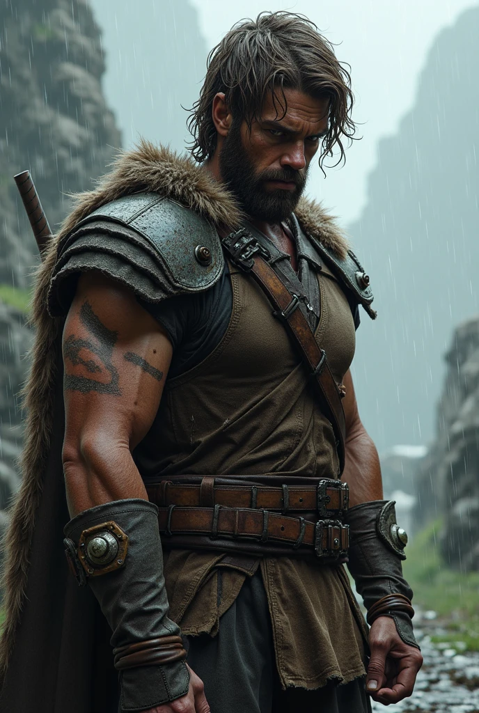 muscular man, 26 years, blue eyes, dark hair, dangerous with a sword in hand