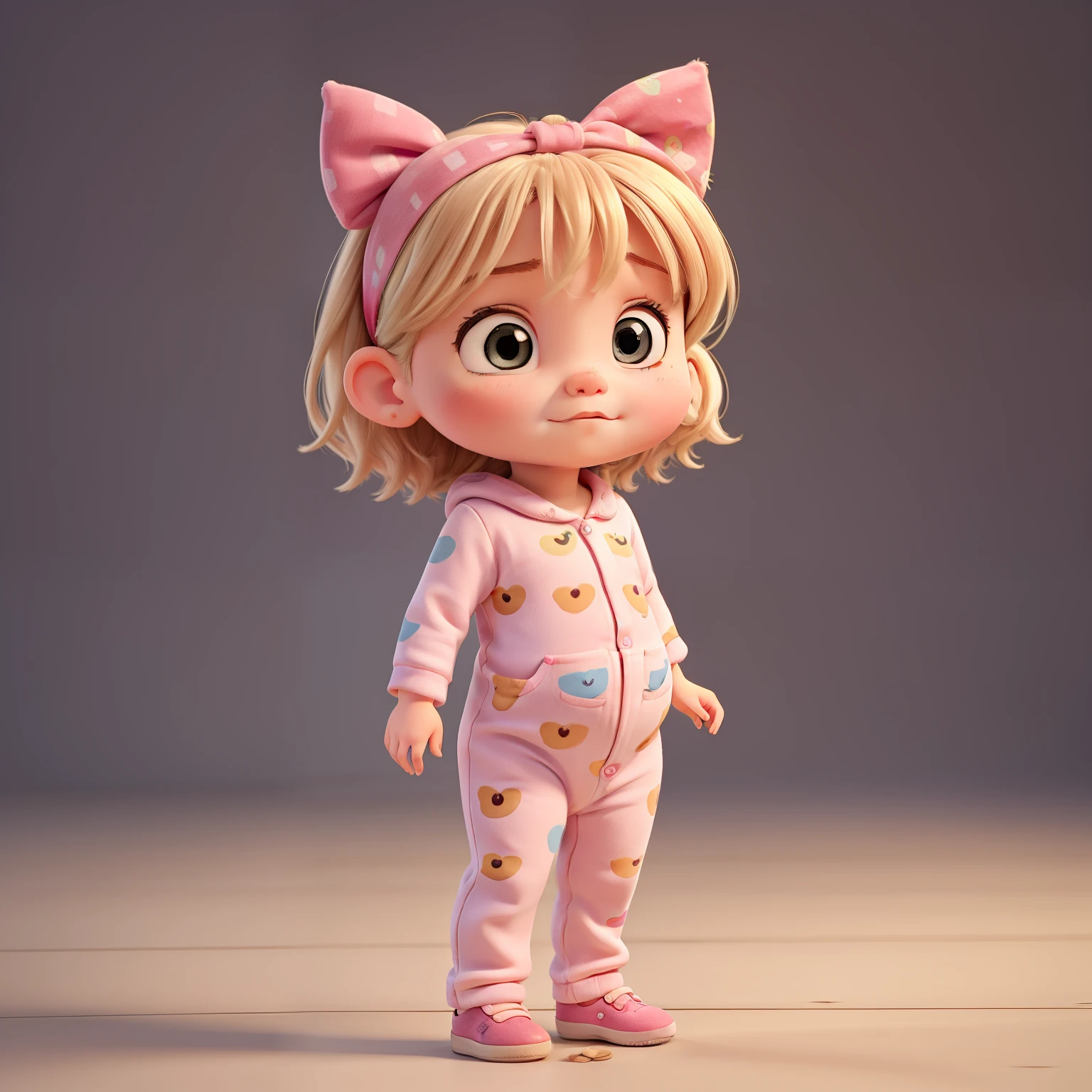 This image features a depiction of Riley Andersen, the young protagonist from the animated movie "Inside Out." The toddler version of Riley here captures her youthful innocence and playful spirit, characterized by her large blue eyes and blonde hair styled in whimsical pigtails. Dressed in a soft blue onesie adorned with stars, Riley exudes curiosity and joy, reflecting her character's bright and lively personality from the film. The vibrant blue background highlights her cheerful disposition and imaginative nature. vibrant contrast to his attire and accessories.аffects render, (glossy plastic texture with multiple big light probe refractions), perfect cgi, smooth silhouette, high intensity refraction, (super glossy plastic material), most beautiful vfx, , realistic, 4k, high resolution, rim light, smooth 3d model, multiple light sources, rim light, sharp post effects render,, realistic, 4k, high resolution, rim light detailed digital art, reflective, best quality, 4k, masterpiece:1.2, ultra-detailed, realistic, vivid colors, The image of the highest quality, ensuring every detail showcased perfectly. It in 4k resolution, allowing viewers to immerse themselves in the richness of the colors and intricate details. The realistic rendering. under the spotlight, reflecting, high-resolution image, realistic rendering