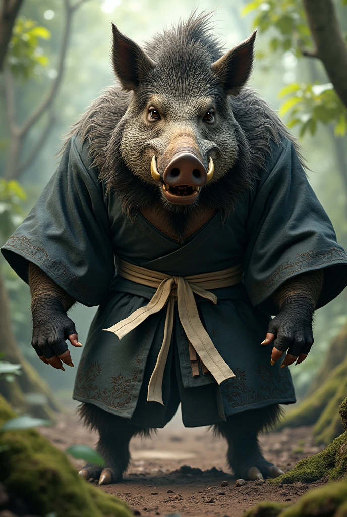 a black pig , thug , angry, red hanfu , fight