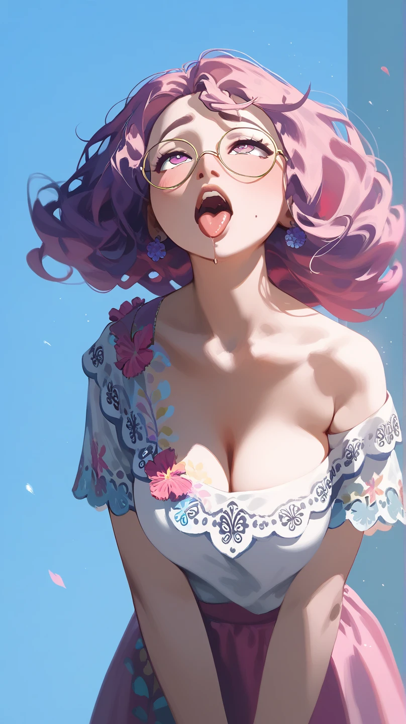 1girl, (mirabelle charm), ahegao,  Big breasts  