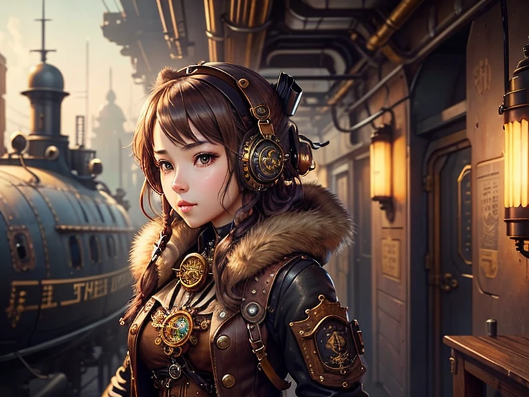 /imagine prompt: Illustration A beautiful little girl with brown hair with pig ears invents a robot in a laboratory ,Inventing robots::10, steam punk::12, Robot，::1 girl, 1 pc, rule of thirds composition::8, leaning-shift::1 girl 3 pcs, ultrawide shot::3 girls, Unreal Engine::15, Top light::1 girl 3 pcs, beautiful lights::1 girl 3 pcs, Cinematic light::12, Bold and bright::10, Dramatic::1 girl 3 pcs, Ultra quality::12, Steampunk cityscape::14 --Seeds Girls 3 2455 --s 400 --q 2 --C 40