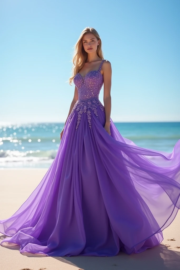 on beach, (((lavender violet color, A woman in a wedding dress, lalisa manobal, Album art, Official artwork, very magical and dreamy, ethereal fairytale, Ethereal beauty, Koreainsta Goddess, Ethereal fantasy, celestial goddess, lalisa manoban of blackpink, sakimichan, jaeyeon nam, ulzzangs, Ethereal and dreamy, fantasy beautiful,Extra-large big breasts,Blush,Perfect body slim curves, showing a delicate slim figure and graceful curves))), (beautiful long legs:1.3), from below, Sexy erotic Succubu