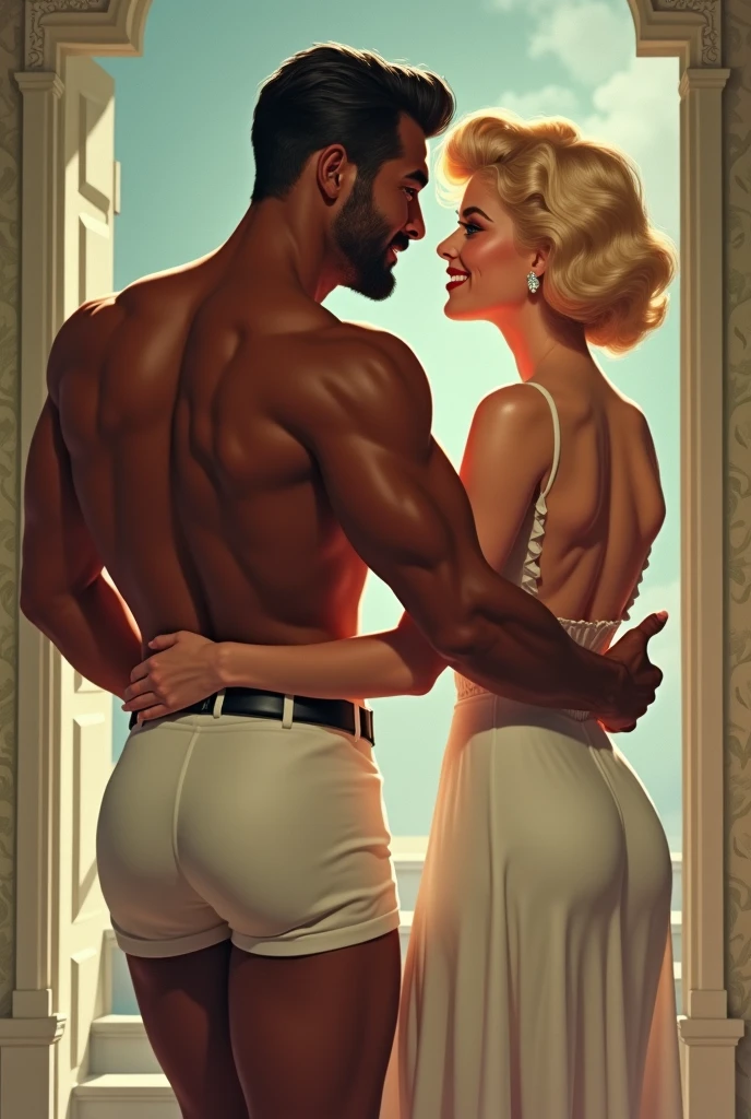 (1 young man), (1 asian Mom), (Duet), A mom seduces a young blackman,(strong and naked black man,short pantuscle body,bodybuilder),(a young mom with big breasts,narrow waist,bare shoulders,(long white evening skirt dressed, floral print, naked), European 40 year old milfs and th1 young black man r, best quality:1.4), (Ultra-high resolution:1.2), (8K, RAW photos:1.2), Laurena Lexis, (1 Mom, 1 son), Moms showing off their curves, bend down, Wearing sexy clothes and shorts, and their young son, Clear eyes, A mother and her young son, ((French Kiss)) kiss eachother