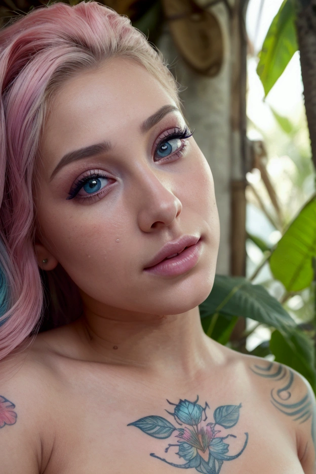 Portrait of a girl with pink hair
