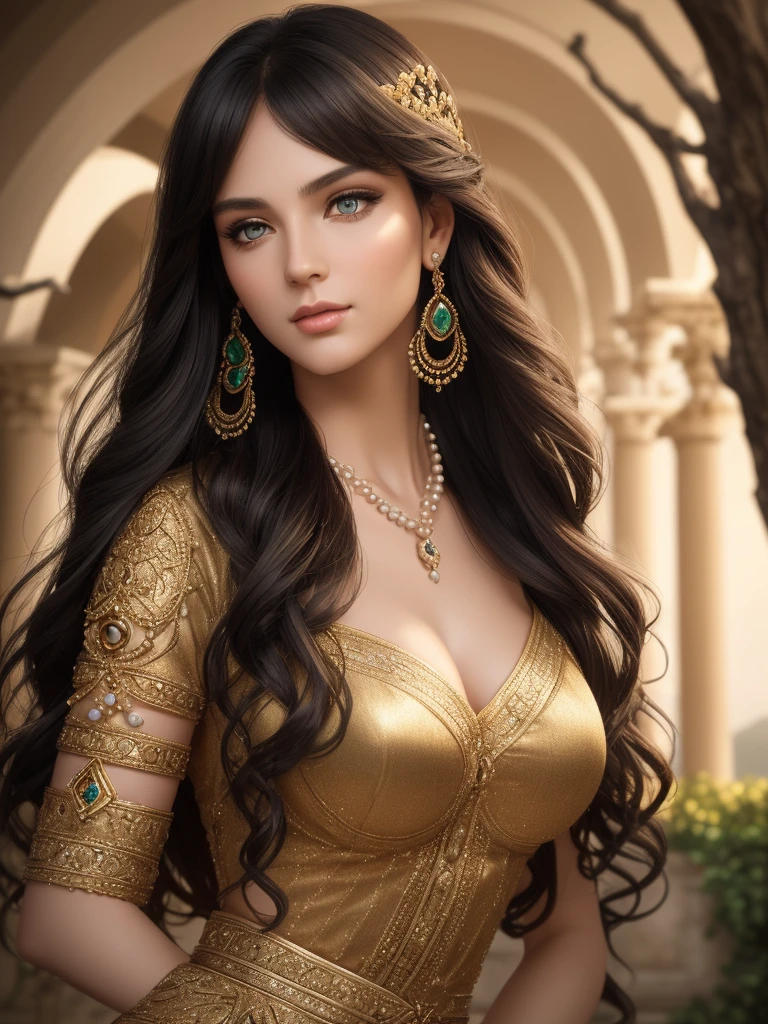 "beautiful detailed eyes, beautiful detailed lips, extremely detailed eyes and face, long eyelashes, soft and flowing hair, elegant pose, serene expression, vibrant colors, realistic lighting, intricate jewelry, graceful movement, dreamlike atmosphere, mesmerizing beauty, enchanting backdrop, ethereal ambiance, intricate lace details, delicate embroidery, exquisite craftsmanship, captivating elegance, enchanting whimsy, delicate fabrics, play of light and shadows"