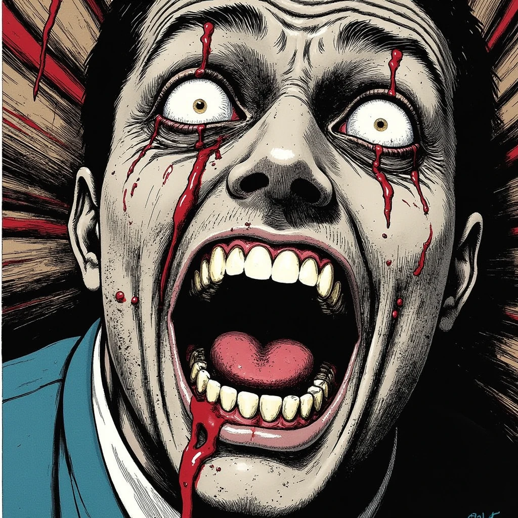 man with blood on his face and tie, Patrick Bateman), in American Psycho, American Psycho, Patrick Bateman, in American Psycho (1999), in American Psycho (1 9 9 9), the joker and Patrick Bateman, face of a psychopath, brutal clean bloody face, bloody face, Christian Bale as the joker, horror film, Christian Bale ,.(cartoon style).colors (black).(white background),(vector).(t-shirt design).
