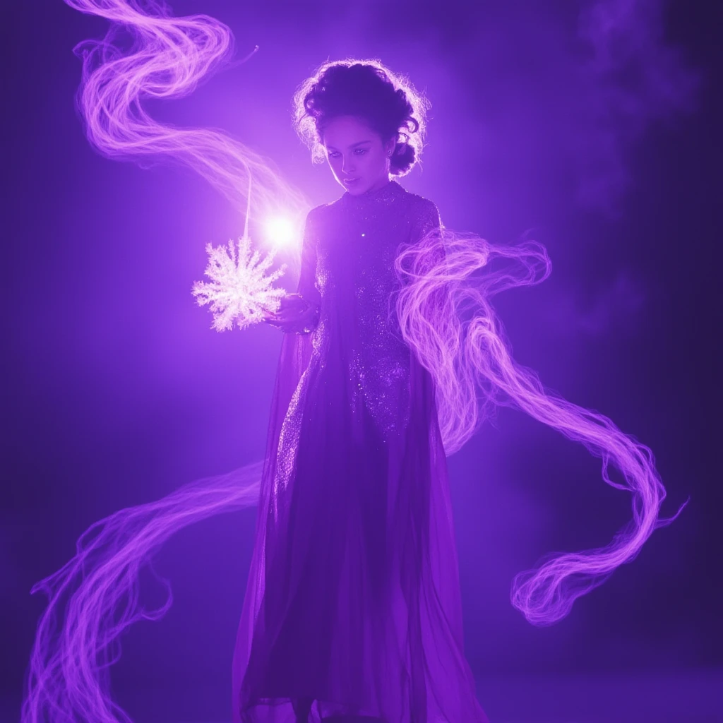 a woman, using purple magic